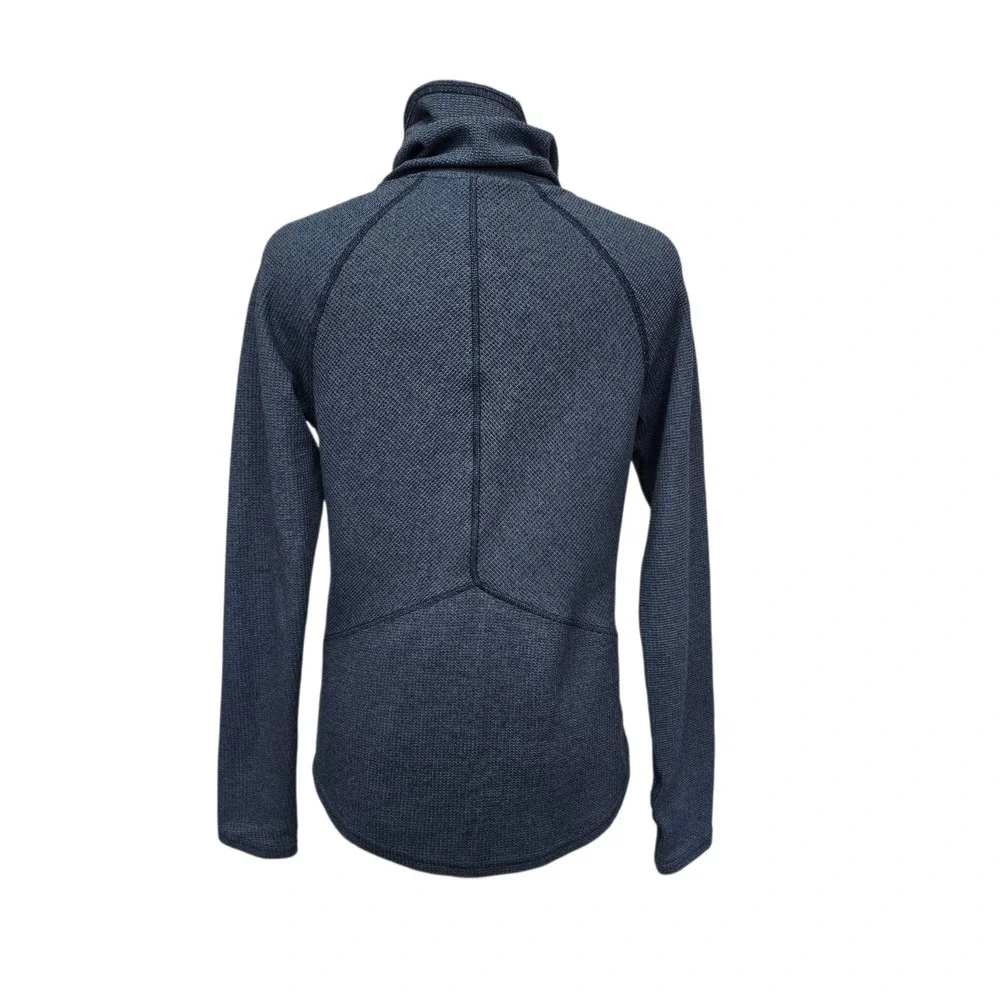 Kuhl Womens Funnel Neck Pullover‎ Navy Blue Waffle Knit Raglan Top Size Medium